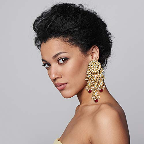 Karatcart Womens Gold Plated Kundan Tassel Earrings - Image 6