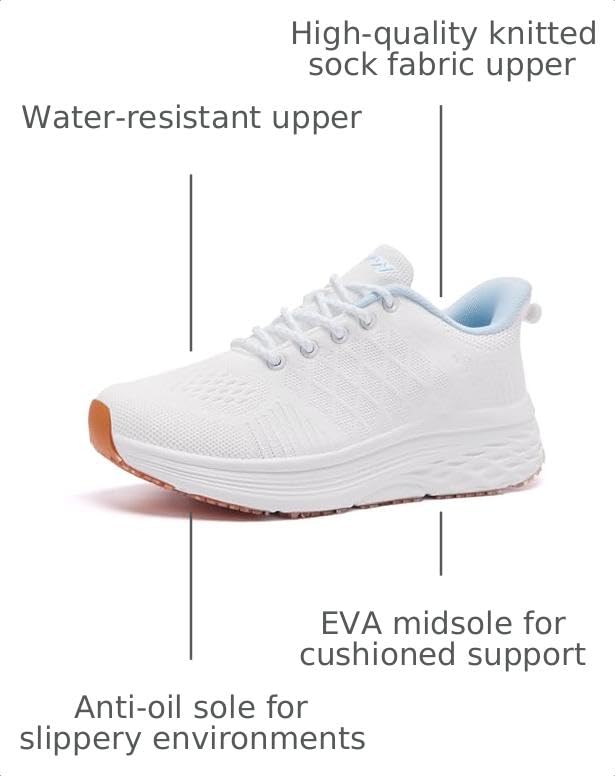 Image of AVW Womens Non Slip Work Shoes Walking Sneakers Food Service Kitchen Shoes