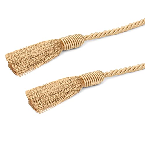 Image of 4 Pack Curtain Tiebacks Handmade Decorative Curtain Holdbacks Rope with Tassel - Gold