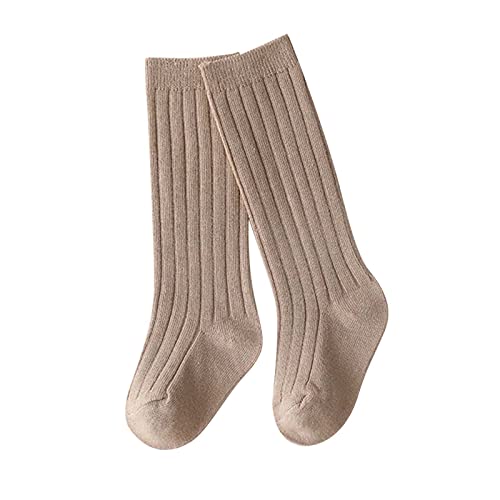 Baby Toddlers Kids Knee High Socks Cozy Warm Cotton Uniform Sports Socks Cable Knit Solid Tube Socks Dress Stocking