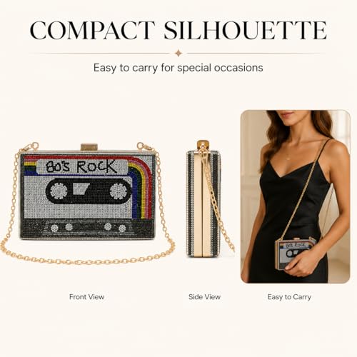 Image of QZUnique Tape Shaped Shoulder Bag Radio Recorder PU Crossbody Bag Women's Retro Evening Bag Handbag Clutch Purse