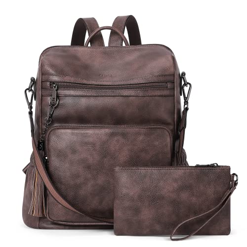 Image of CLUCI Backpack Purse for Women Leather Fashion Designer Travel Ladies Shoulder Bags with Wristlet