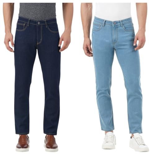 Image of INKD Men's Contrast Stitch Stretchable Regular Fit Jeans Men's Contrast Stitch Stretchable Regular Fit Jeans