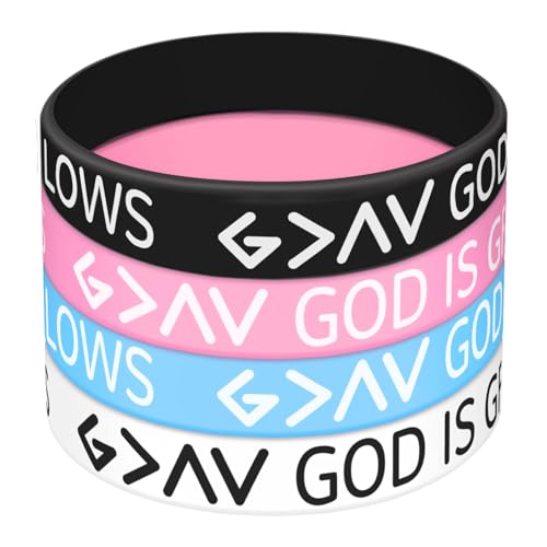 Eyourlife 4PCs Bible Verse Wristband Bracelets, God is Greater than the Highs and Lows Scripture Christian Bracelets Bulk for Women Men, Jesus Silicone Bracelet Gifts for Easter Carnival Party