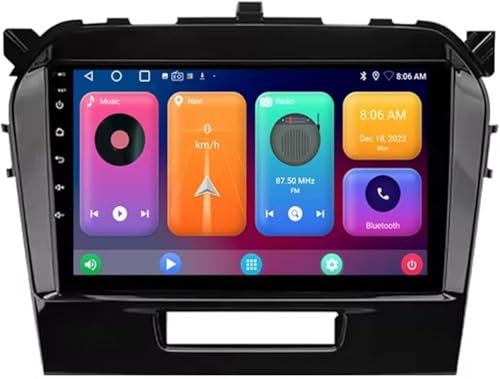 PLKEQS Radio de automóvil Android 2 DIN de 9 Pulgadas para S-uzuki Vitara 2017-2020, CarPlay Android Auto Bluetooth WiFi GPS FM Reproductor de Video Multimedia con cámara de reversa 1G 32G