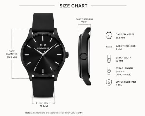 Image of CHARLIEKEEN Analog Watch with Black Dial and Silicone Strap | Minimalist Dial, Gift Box Included, Index Hour Markers, Analogue Display, Unisex Design
