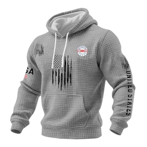 Sudadera patriótica gris XXXL sin mangas con capucha transpirable para entrenamiento