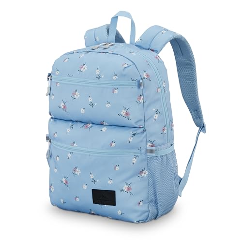 Image of High Sierra Everclass Backpack - Travel or Work Laptop Bookbag with 360 Reflectivity, Dual Water Bottle Pockets & Fits Laptops Up To 15.6 inch, One Size, Floral Blue