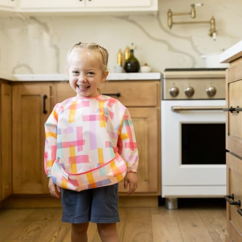 Image of Tiny Twinkle Long Sleeve Bib for Babies&Toddlers|2-Pack Waterproof Smock Bib for Eating|Machine Washable&Mess-Proof Feeding Essentials|Newborn Shower Gift(Daisies,Playful,6-24M)