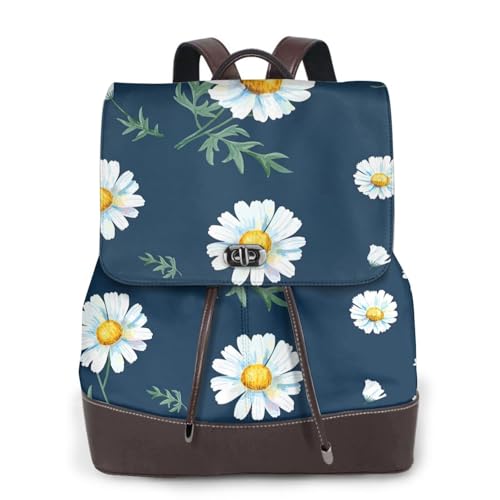 Sac à dos en cuir pour femme imprimé marguerites chic