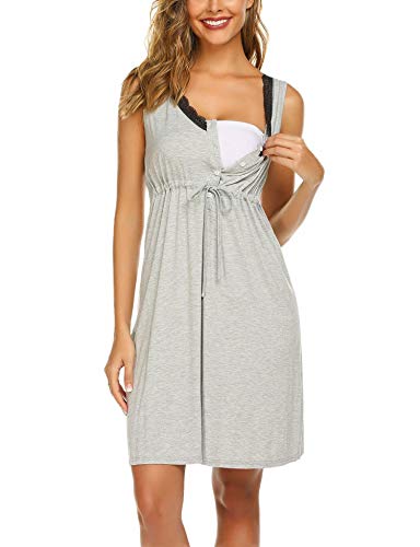 Unibelle Stillkleid Damen Stillnachthemd Sleepshirt Umstandsmode Nachthemd