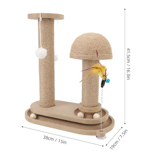 Rascador para gatos con estructura estable y juguete interactivo miniatura 2