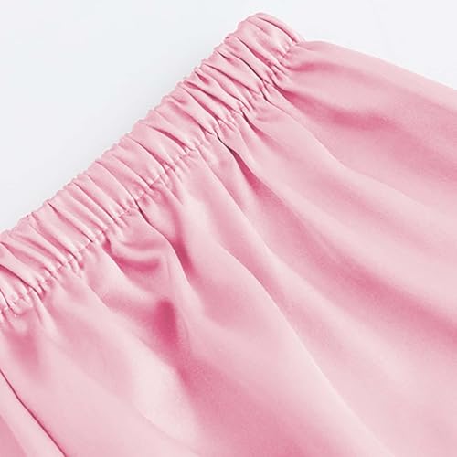 Girls Short Sleeve Silk 𝐏ajamas 2 Piece Kids Button Down 𝐏𝐣𝐬 Summer Boys Satin 𝐒leepwear Matching Outfits4