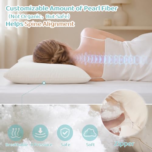 Image of Adjustable Organic Pillow 20x30 with Organic Cotton Pillowcase &Shell