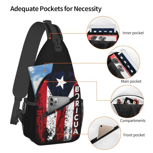 Cute Puerto Rico Flag Chest Sling Bag Women Men Crossbody Backpack Adjustable Puerto Rican Travel Hiking Daypack4