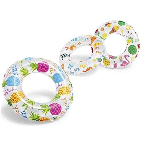 Intex Kinder Lively Print Swim Rings Lively Print Swim Rings, Pink Octopus/Coral Reef Fish/Realistic Starfish, 51, 59230NP