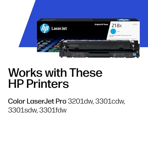 Image of HP 218X Cyan High-Yield Toner Cartridge | Works with Color LaserJet Pro 3201, MFP 3301 Series | W2181X