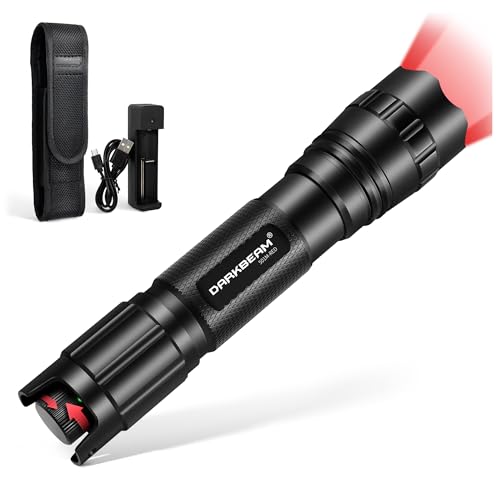 DARKBEAM Rotlicht Taschenlampe Rot Licht Aufladbar Stufenlos Dimmbar, LED Rotes Hohe Lumen Rotlichtlampe für Jagd, Camping, Beobachtung, Astronomie, Angeln, Rettung, Sternguckerei, verdeckte Aktion DARKBEAM Rotlicht Taschenlampe Rot Licht Aufladbar Stufenlos Dimmbar, LED Rotes Hohe Lumen Rotlichtlampe für Jagd, Camping, Beobachtung, Astronomie, Angeln, Rettung, Sternguckerei, verdeckte Aktion