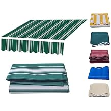 DAZULI Door Window Awning Fabric Replacement Fabric Only Retractable Patio Awning Sun Shade Cover Outdoor Sunshade Canopy Canvas Water-Resistant Polyester ClothSize19.6x11.5ft,ColorGreen Stripe