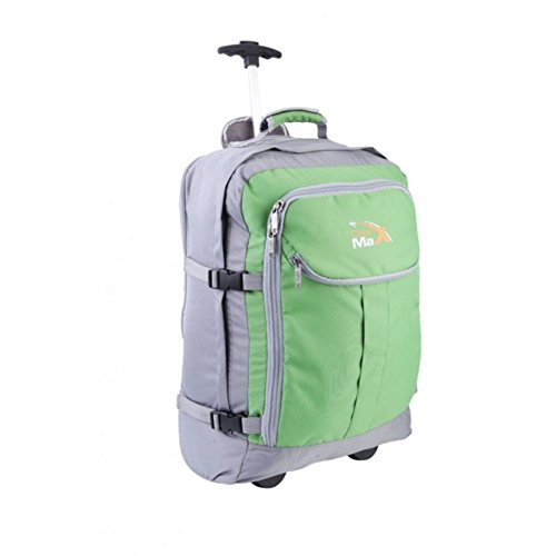 Cabin Hand Luggage Trolley Backpack with padded laptop compartment -Lyon+ by Cabin Max (Grey/Green)