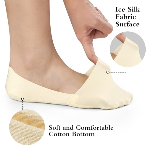 No Show Socks for Women Thin Ice Silk Non-Slip Loafers Footies Socks 2/4/6 Pairs2
