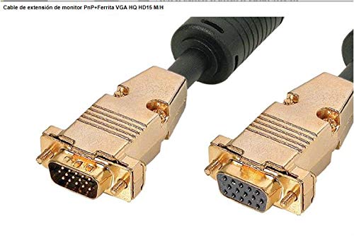 PHASAK COMPUTERS Câble VGA 3 m d'extension écran PnP + Ferrita VGA HQ HD15 M/H