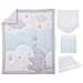 Disney Dumbo Shine Bright Lil Star Light Blue, Gray, and White Stars and Clouds 4 Piece Nursery Crib Bedding Set - Comforter, Fitted Crib Sheet, Changing Pad Cover, and Crib Skirt