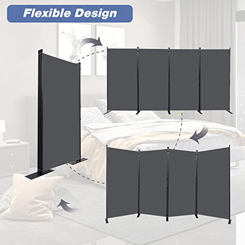CHOSENM Room Divider, 4 Panel Folding Privacy Screens with Wider Support Feet, 6 Ft Portable Room Partition for Room Separator, 136" W X 71" H,Grey