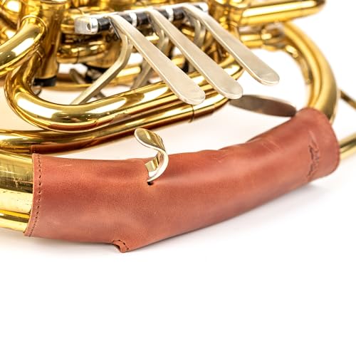Leather French Horn Protection - Double Horn Guard, Care Hand Guard, Secure Grip (Light Brown)
