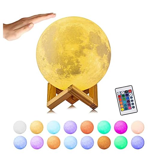 3D månlampa, 15 cm månlampa nattlampa, dimbar månljus 16 RGB färger USB uppladdningsbar fjärrkontroll och touch-kontroll sänglampa dam present nattlampa för barnrum