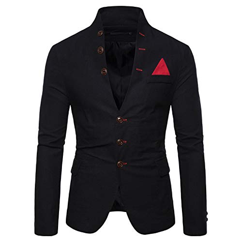 Men's Leisure Dress Suit Jacket Solid Color Stand Collar Sport Coats Business Wedding Party Dinner Blazer Tuxedo