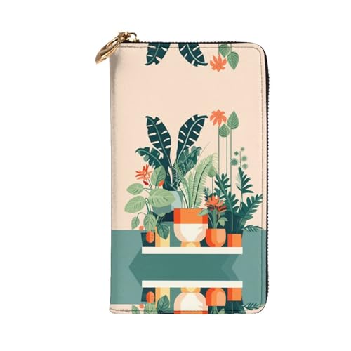 Cartoon small green plant Long Clutch Wallet for Fashionable Women - Lightweight, Durable, Personalized, and Stylish2