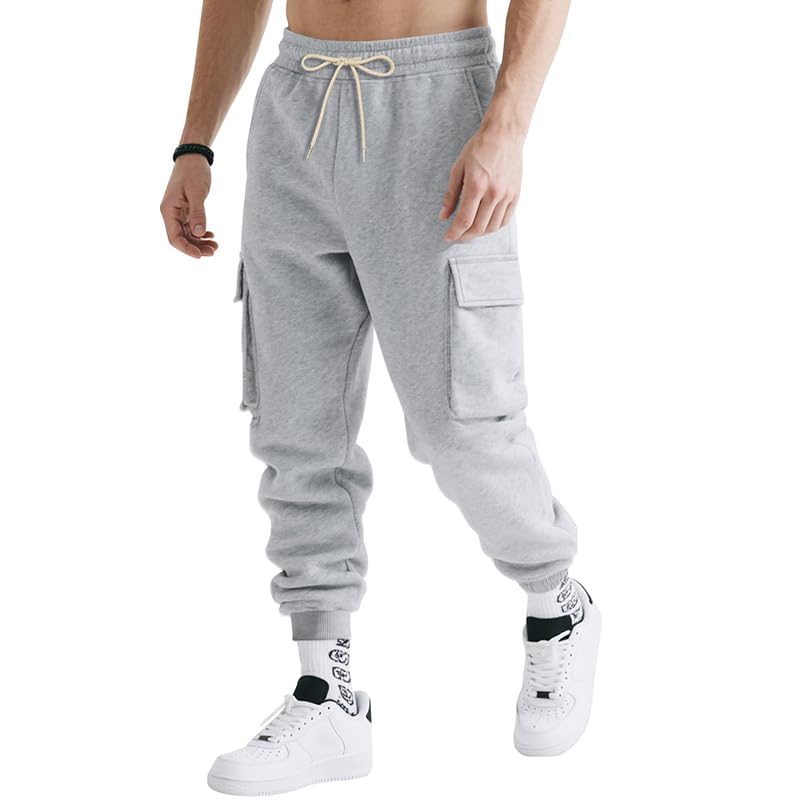 Mens Casual Sweatpants Fashion Solid Color Cargo Pants Comfy Loose Drawstring Waist Trousers Fall Jogger Clothing