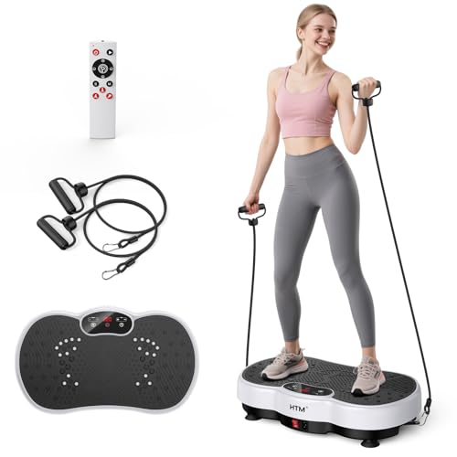 Vibration Plate Exercise Machine - 300 lbs Weight Capacity, 120 Speed Levels, 9 Workout Modes for Home Fitness, Muscle Toning & Weight Loss White