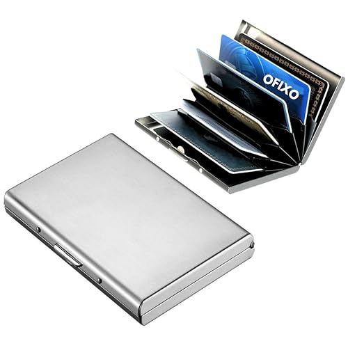 Image of OFIXO Credit Card Holder Protector Stainless Steel Credit Card Wallet Slim Metal Credit Card Case for Men and Women (MT-Silve)