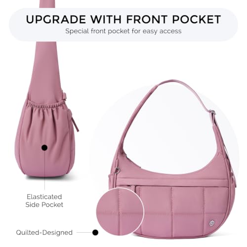 POIUGOYA Nylon Quilted Crescent Shoulder Bag for Women, Triple Zip Pockets - image 6