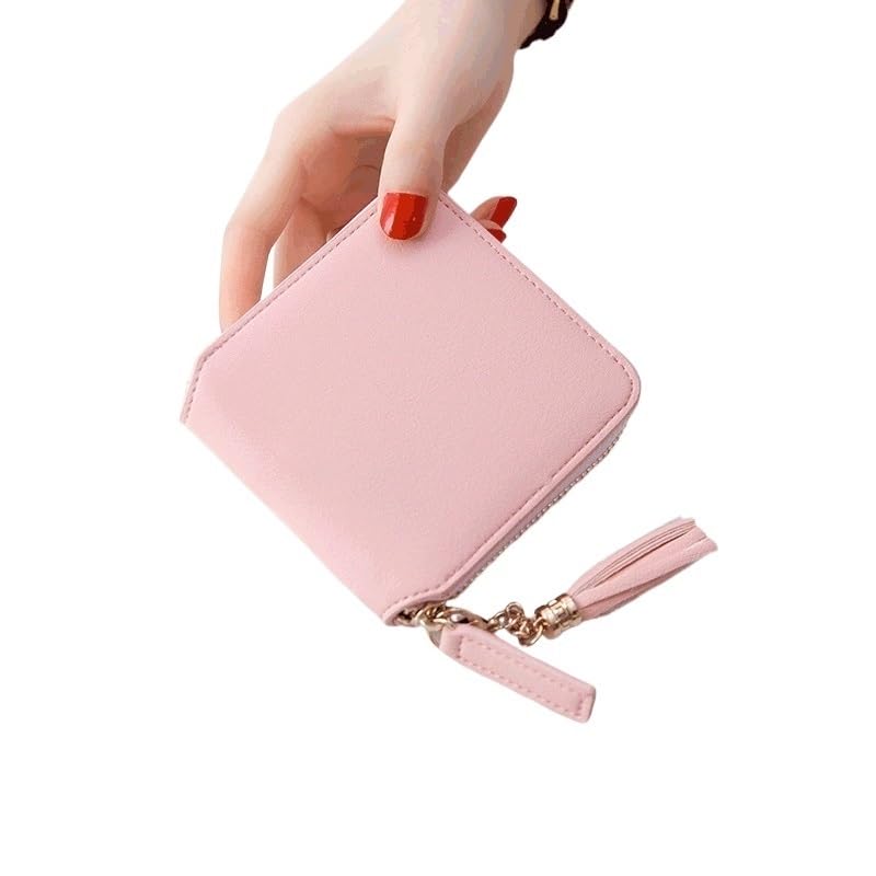 Mini Tassel Wallet Women Purse Female Short Mini Wallets Purse Female Small Wallet for Women(Black)