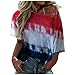 Produktbild KIMODO Oberteile Tunika Casual Frauen Stehkragen Beiläufige Lose Tunika Tops T Shirt Bluse Gradient Damen Kurzarm (Rot, M)