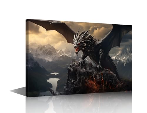 Peintures à thème dragon ailé sur toile d'art moderne haut de gamme