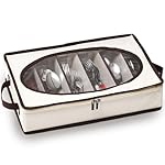Hiceeden Silverware Organizer with Zipper Lid, 16.5"×10.6"×3.5" Flatware Storage Box with Adjustable Dividers and Handles, Portable Cutlery Holder Utensil Case for Spoon, Fork, Knife, 6 Compartment