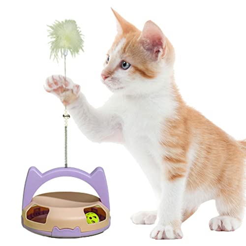 猫用インタラクティブおもちゃ 多機能羽付き ベル内蔵 滑り止め付き 黒色 (グリーン)
