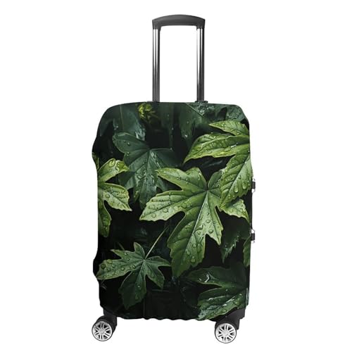 Green Leaves Pattern Suitcase Cover Washable Luggage Cover Dust-proof Luggage Protector Cover Anti-Scratch Travel Suitcase Protector Fits 18-32 Inch Luggage M