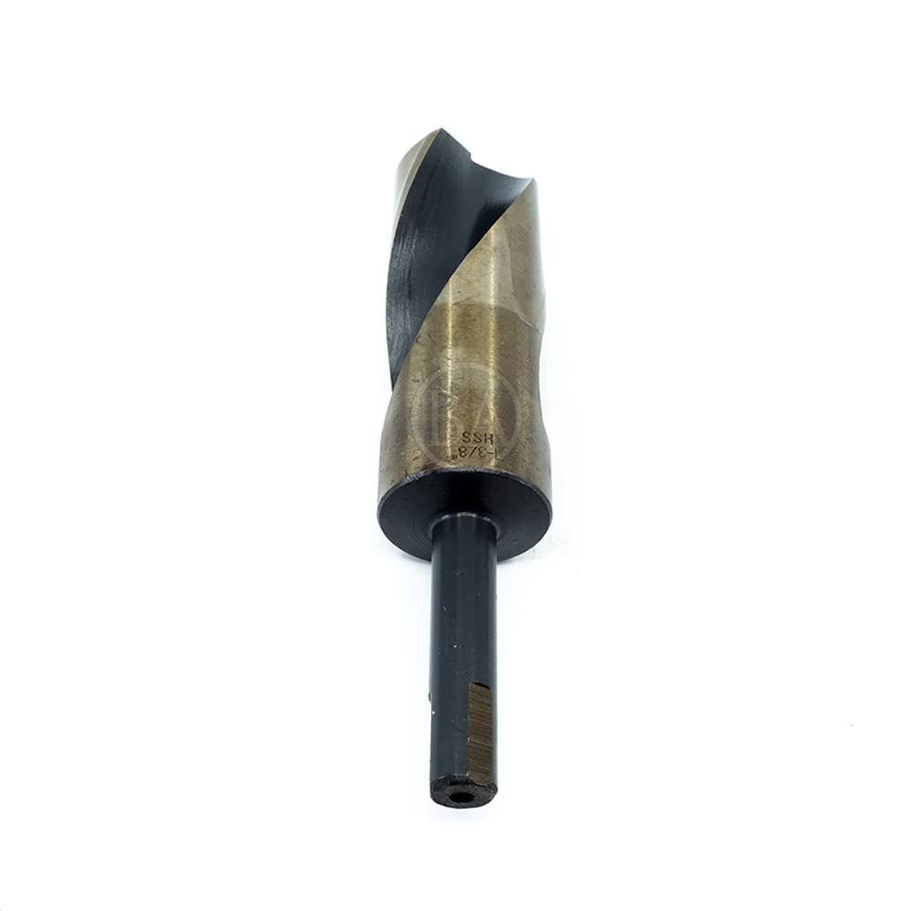 Benchmark Abrasives 1-3/8" Diameter HSS Silver & Deming Drill Bit Black & Gold Cutting Tool, 1/2" Shank, for Hard Metal, Stainless Steel, Cast Iron, Wood - (1-3/8")