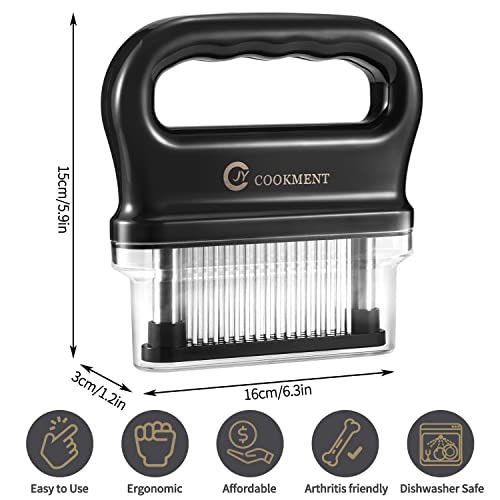 Image of JY COOKMENT Meat Tenderizer with 48 Stainless Steel Ultra Sharp Needle Blades, Kitchen Cooking Tool Best for Tenderizing, BBQ, Marinade