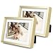 Golden State Art Two 5x7 Picture Frames - Gold Aluminum (Shiny Brushed) - Fit Photo 4x6 with Ivory Mat or 5x7 Without Mat - Metal Frame Real Glass (5x7, Set of 2, Gold)