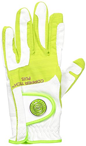 Copper Tech Gloves Women's Golf Glove With Honeycomb Grip, One Size, White/Green #TOP17