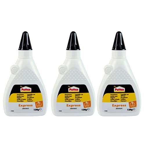 Pattex Express Colla per Legno, 3 x 120 g