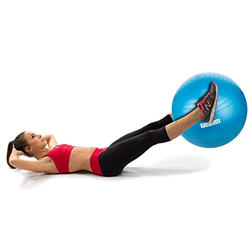 Yogu Stability Exercise Ball 65cm Yoga Balance Ball Birthing Ball with Air Pump Anti-Slip & Anti-Burst Supports 2000lbs Great for Yoga Pilates Abdominal Workout Fitness Ball and Office Chair