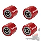 4 Stück Hubwagen rollen Polyurethan 80 x 70 mm, Achse 20 mm inkl,Kugellager Rollen für Hubwagen Ersatzrollen,Max Belastung 600 KG,Abriebfester,verdickter Kern