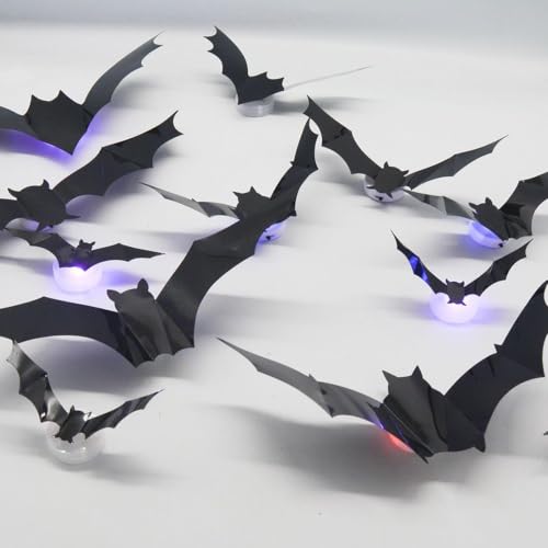 Chauves-souris 3D noires LED pour une déco d'Halloween effrayante - 3